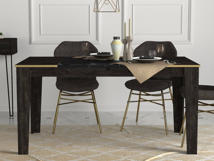 Hanah Home Mesa de Comedor Veyron Negro y Dorado